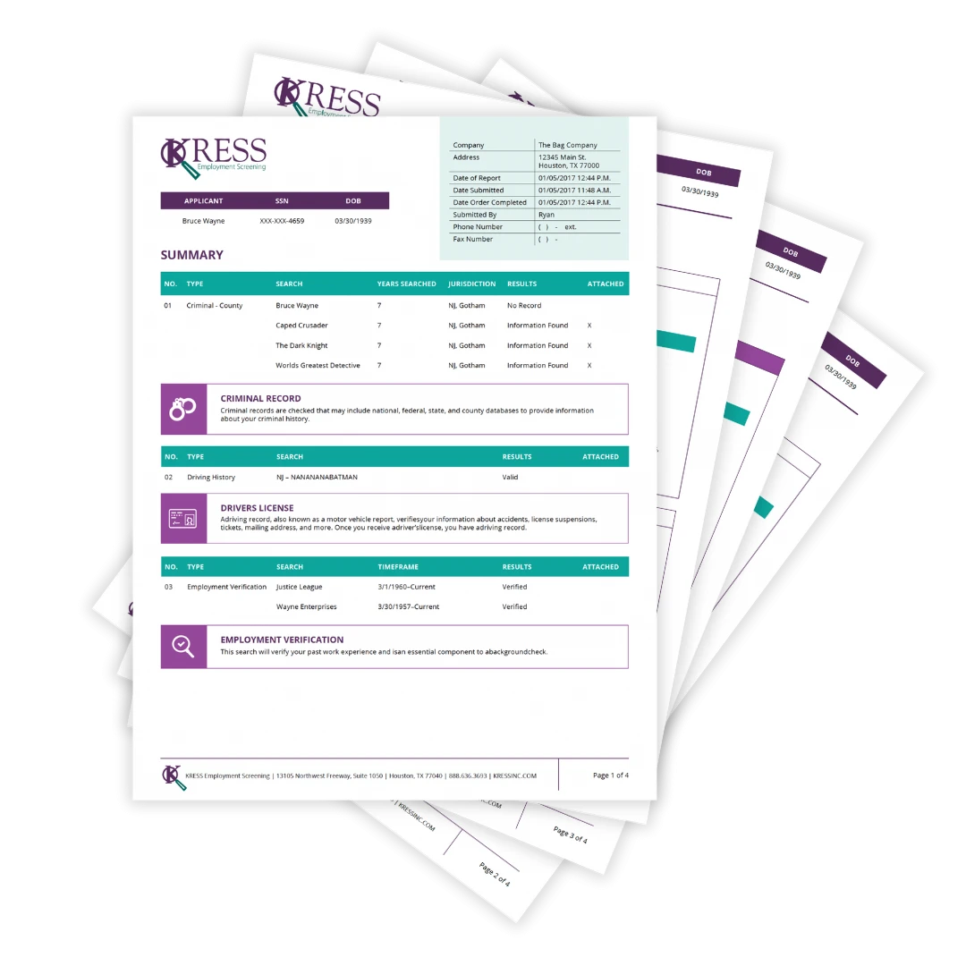 KRESS background checks
