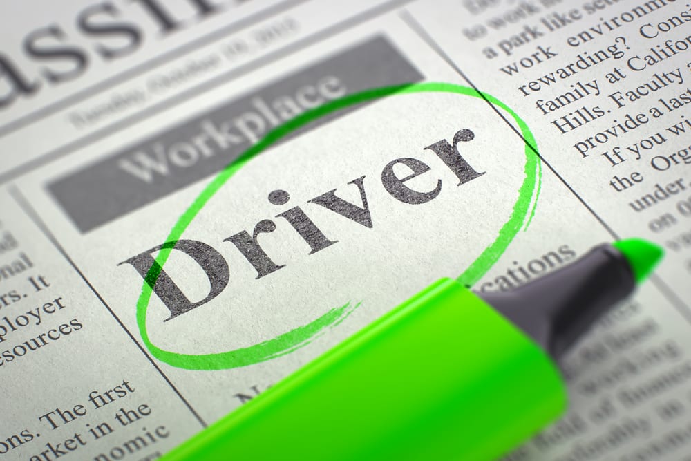 Driver job opening in classifieds