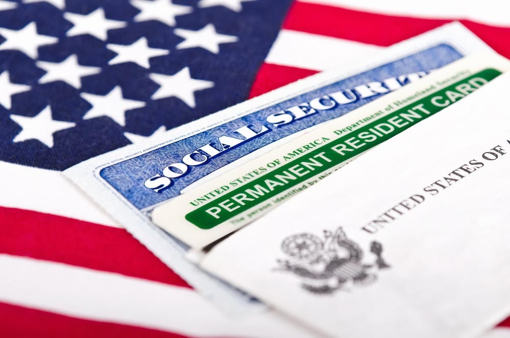 Social security card and green card